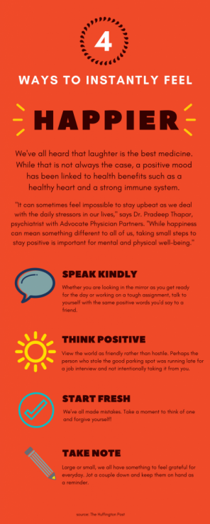 Infographic: 4 ways to instantly feel happier | health enews